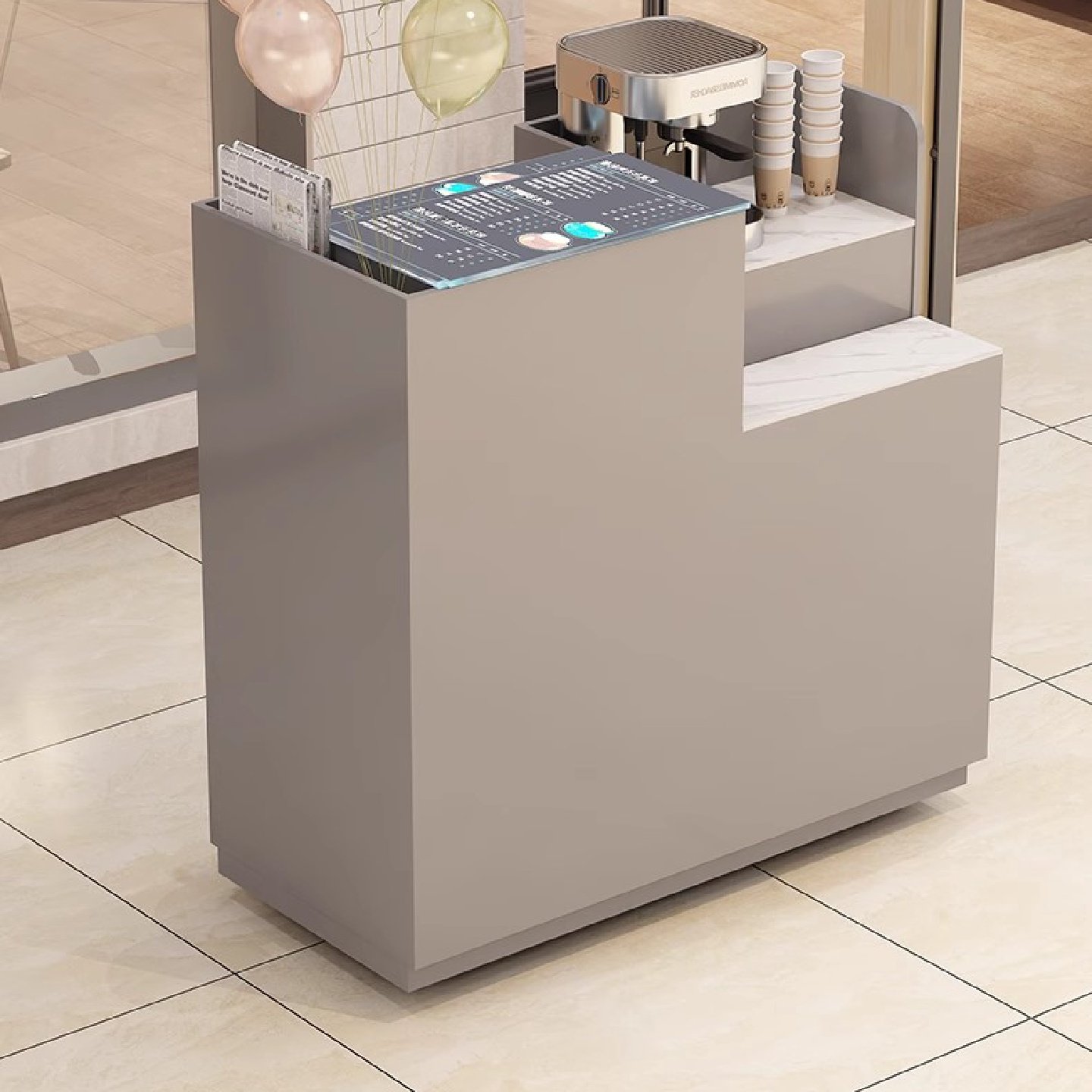 带轮实木前台桌接待台餐饮饭店酒店迎宾台收银台店铺小型吧台定制