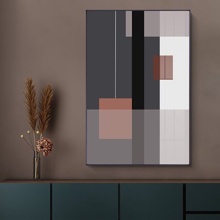 现代简约黑白抽象画工作室大尺寸挂画几何图案壁画玄关客厅装饰画