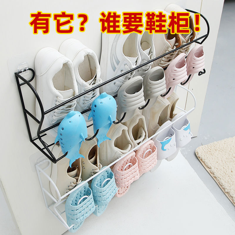 简易门口壁挂式鞋架室内门上经济型省空间门后浴室拖鞋架收纳