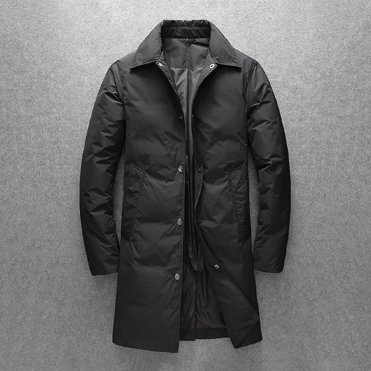 2026欧洲站中长款羽绒服男冬季韩版修身商务休闲翻领大码棉服外套