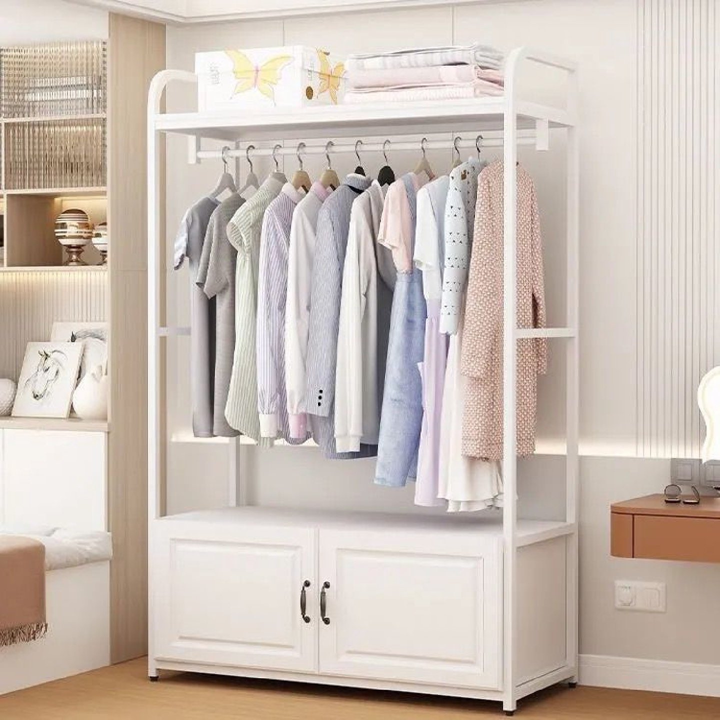 挂衣架一体家用鞋柜收纳组合卧室衣架落地立式置物架立式衣帽架子,住宅家具,儿童衣帽架,淘宝优惠券,粉丝福利购,淘宝优惠卷
