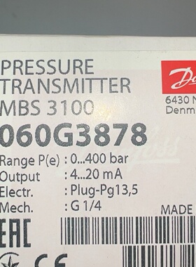 寻IDanfoss丹佛斯压力传感器MBS3100型号060G3