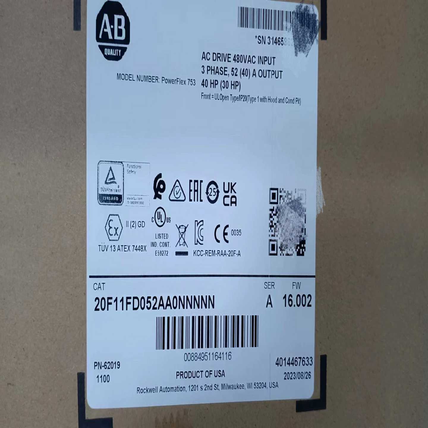 （洋洋设备）20F11FD052AA0NNNNN罗克韦尔变频器，需