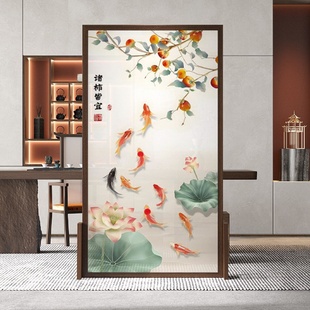 现代屏风隔断客厅玄关入户遮挡装 新中式 饰移动实木座屏诸事皆宜