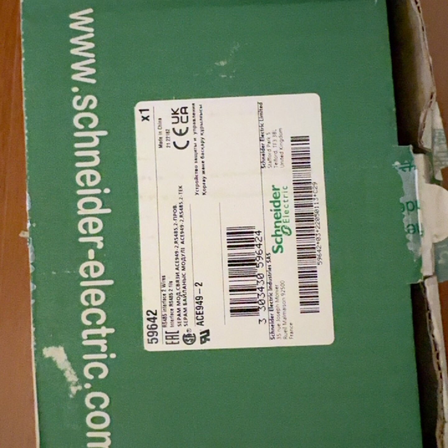 施耐德ACE9492通信模块型号59642全新原装正品-议价