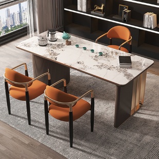 轻奢茶桌椅组合现代简约家用功夫泡茶桌一体办公室大板岩板茶台