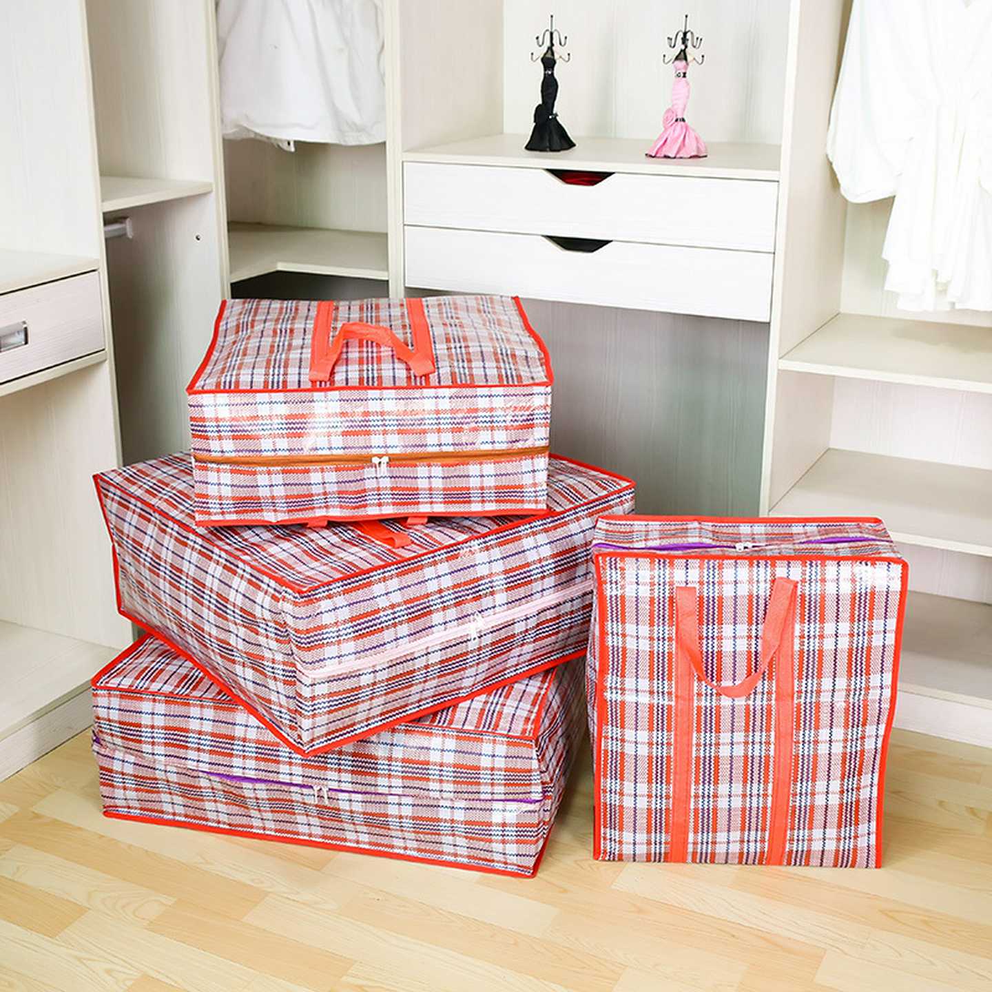 大号防泼水pp格纹编织袋手提打包搬家袋加厚收纳整理袋行李袋