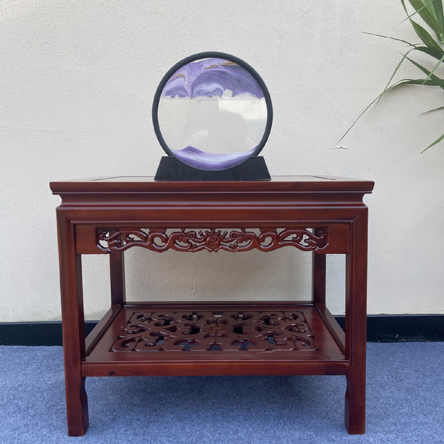 9C新中式榆木实木盆景架鱼缸架奇石桌摆件台沙发几边几角几花架茶