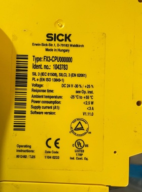 SICK继电器FX3CPU000000FX3XTIO8议价