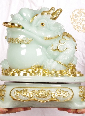 玉石招财金蟾摆件三足蟾蜍公司办公室桌店铺开业乔迁新居商务礼品