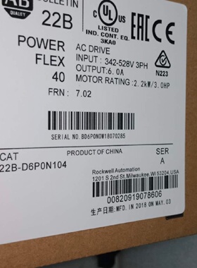 配件AB变频器22BD6P0N10422BD6PON1042.2KW380VAC看描述议价