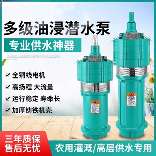 QD多级潜水泵家用220V油浸泵深井泵380V高扬程小老鼠大流量抽水泵