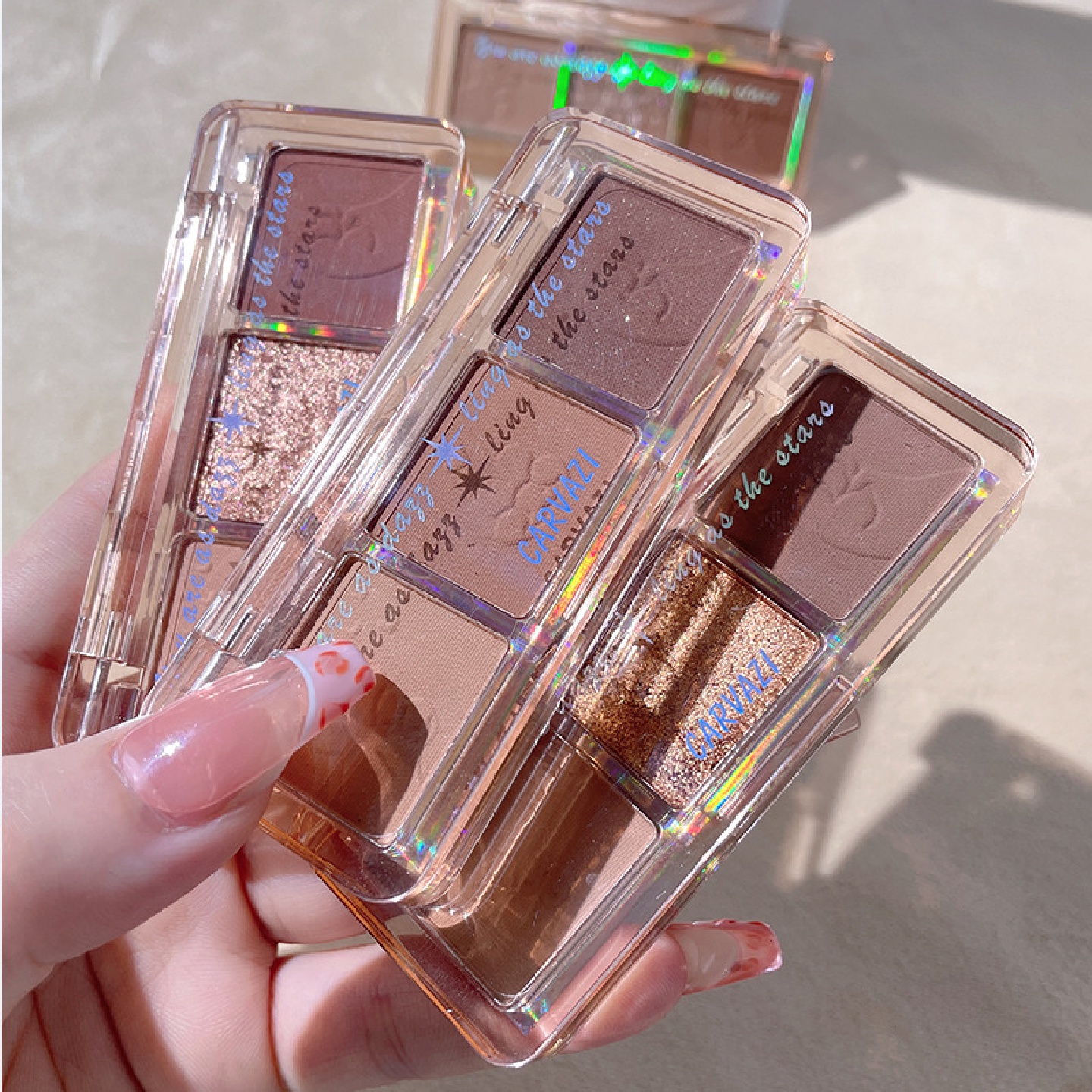 卡凡琪玩趣三色眼影盘哑光珠光闪粉自然裸色女学生大地色修容眼影