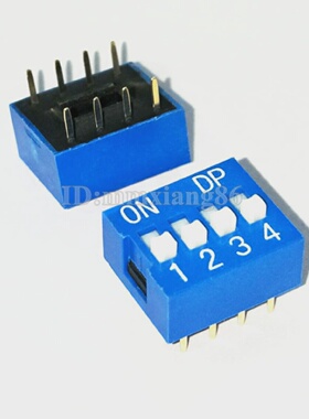 拨码开关进口品质DS-04P2P10P红色蓝色4档ON-DP开关2.54拨码开关
