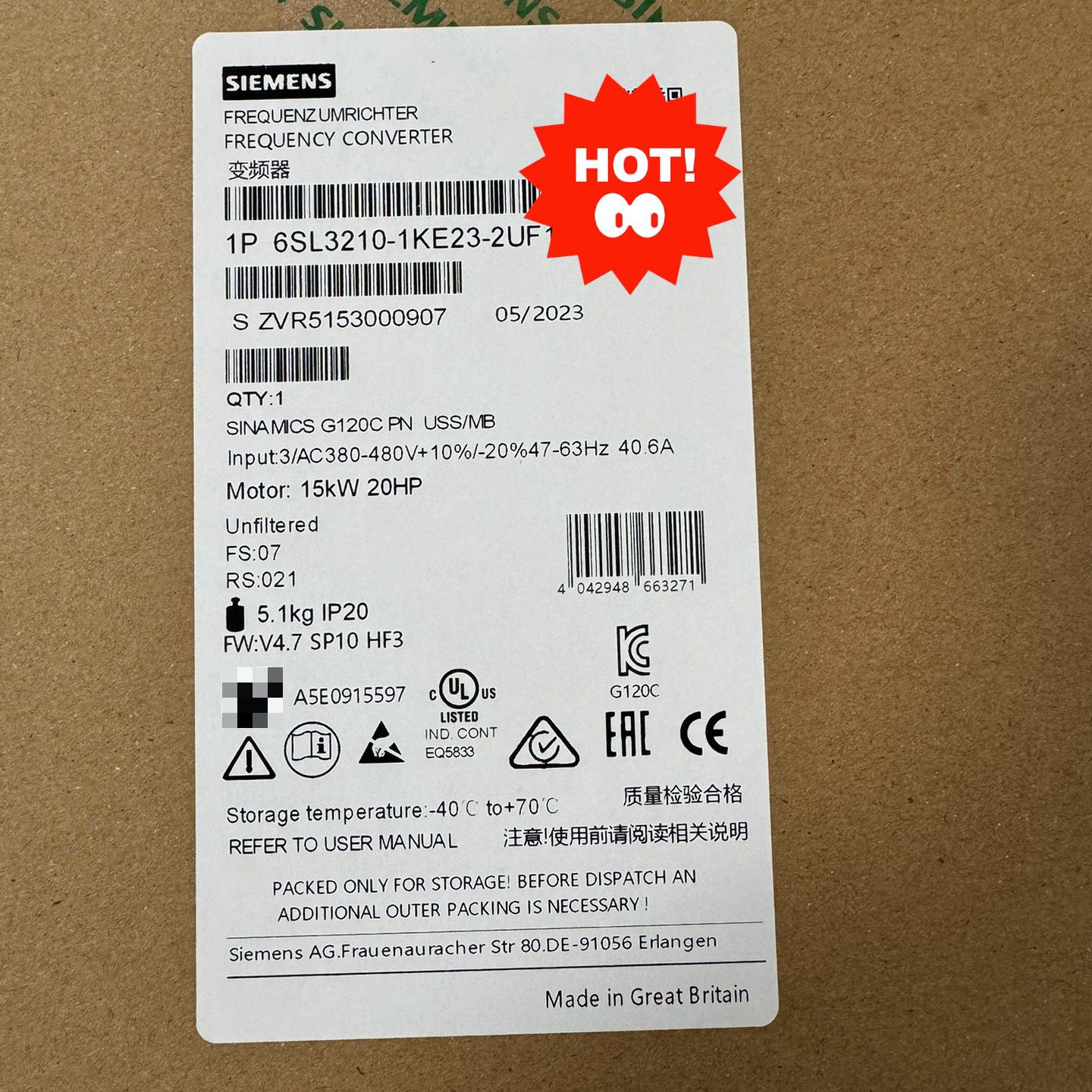 西门子变频器6SL32101KE232UF1-议价
