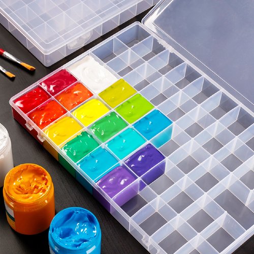 水粉果冻丙烯国画颜料绘画盒收纳盒24格48调色盒透明大容量36盒子