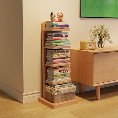 全实木隐形书架电视柜旁置物架家用多层收纳展示架子超窄靠墙书柜