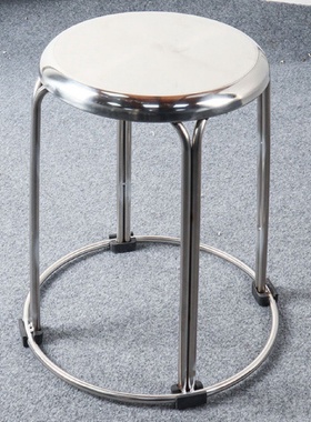 304加厚不锈钢凳子工厂车间高矮凳简约现代饭店餐收纳矮圆凳家用