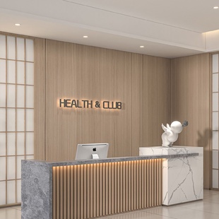 前台接待台现代中式公司酒店谘询柜台美容院收银柜台烤漆吧台桌定