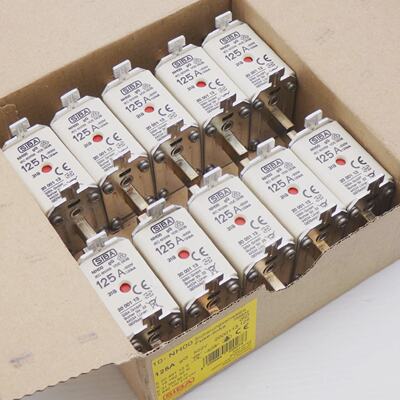 10x Siba NH00 125A gG 500V 2000113 Sicherungseinsatz  unused