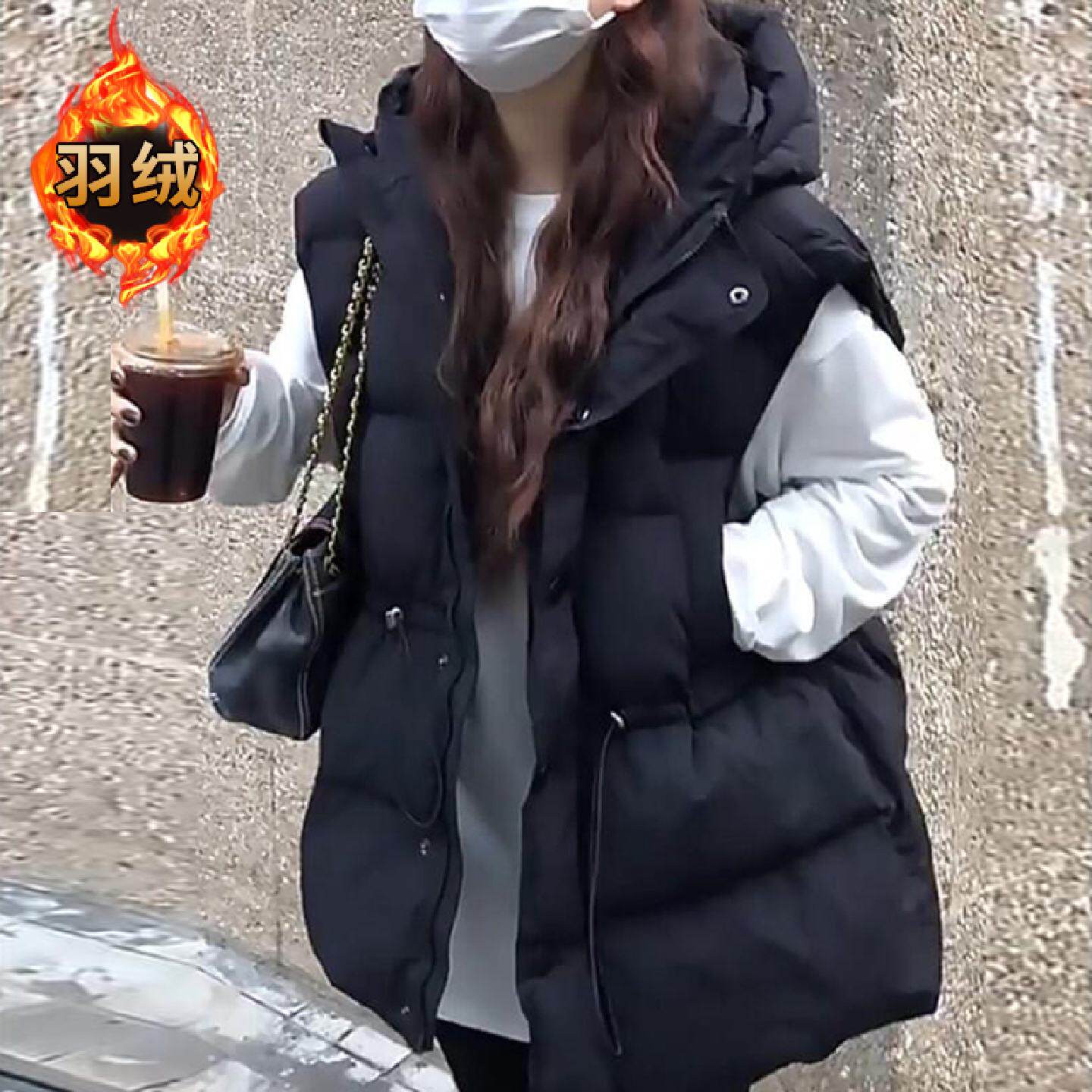 正品羽绒马甲背心女连帽外穿2025年新款白鸭绒羽绒服网红马夹欧货
