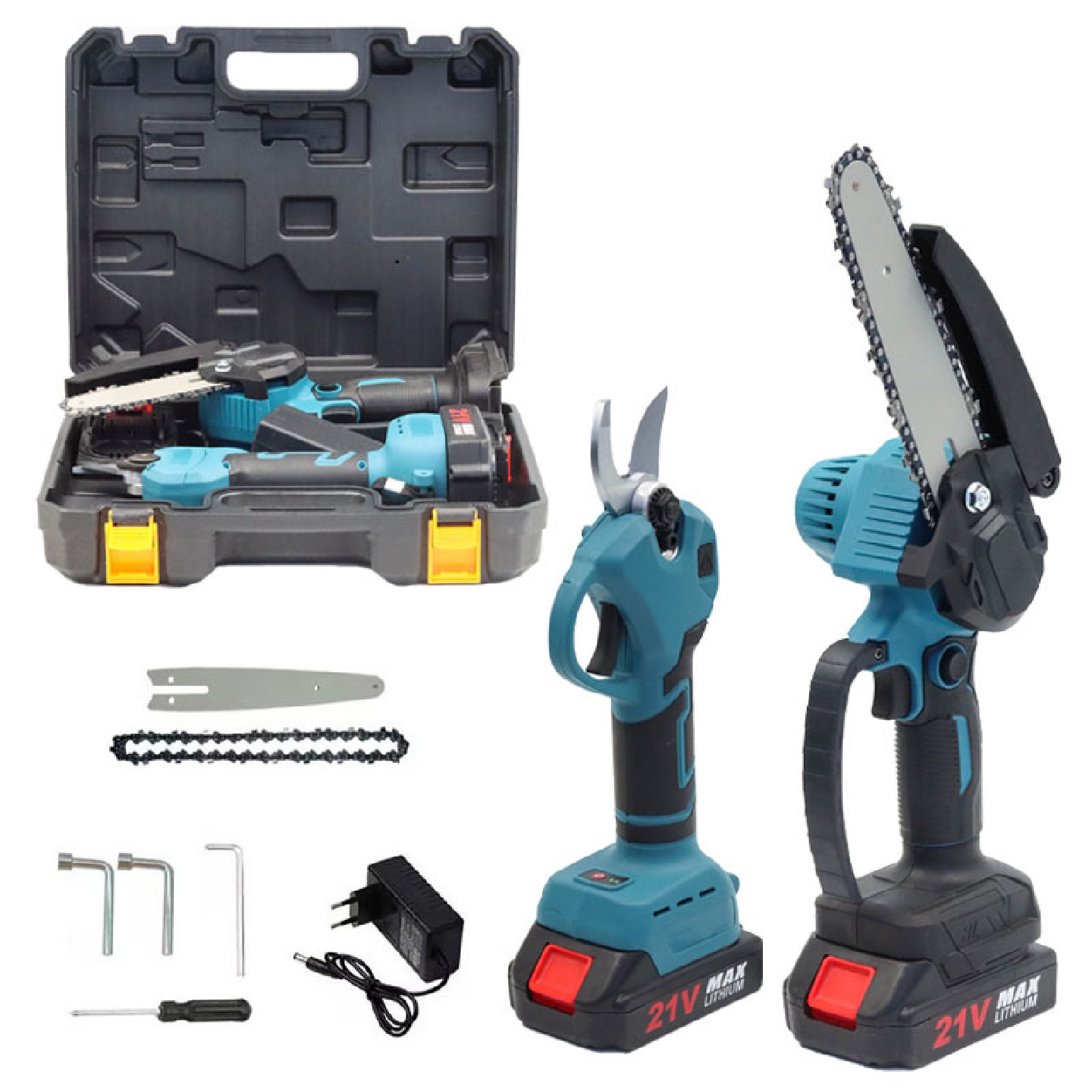 21V高枝剪组合装高空修剪电动修枝剪修枝锯加长高枝粗枝果树园林