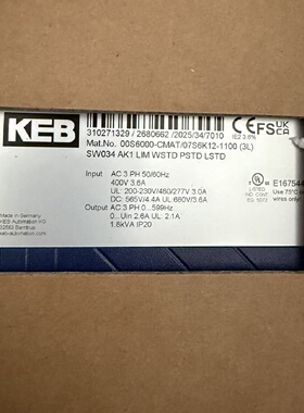 议价KEB科比变频器 00S6000-CMAT/07S6K12-1100(3L)全新原装正品