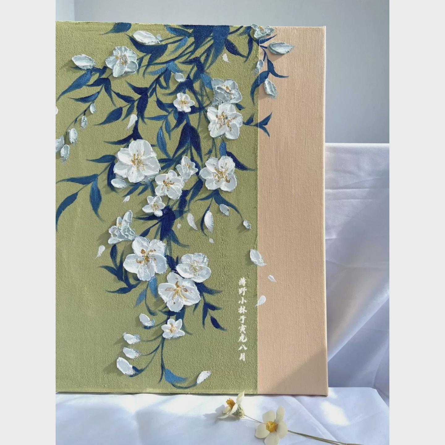 高级感风景银杏diy肌理画材料包手工丙烯石英砂油彩3d立体装饰画图片