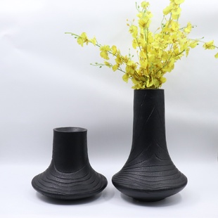 饰品 现代简约创意树脂纹理花瓶花器花插样板房售楼处桌面茶几软装