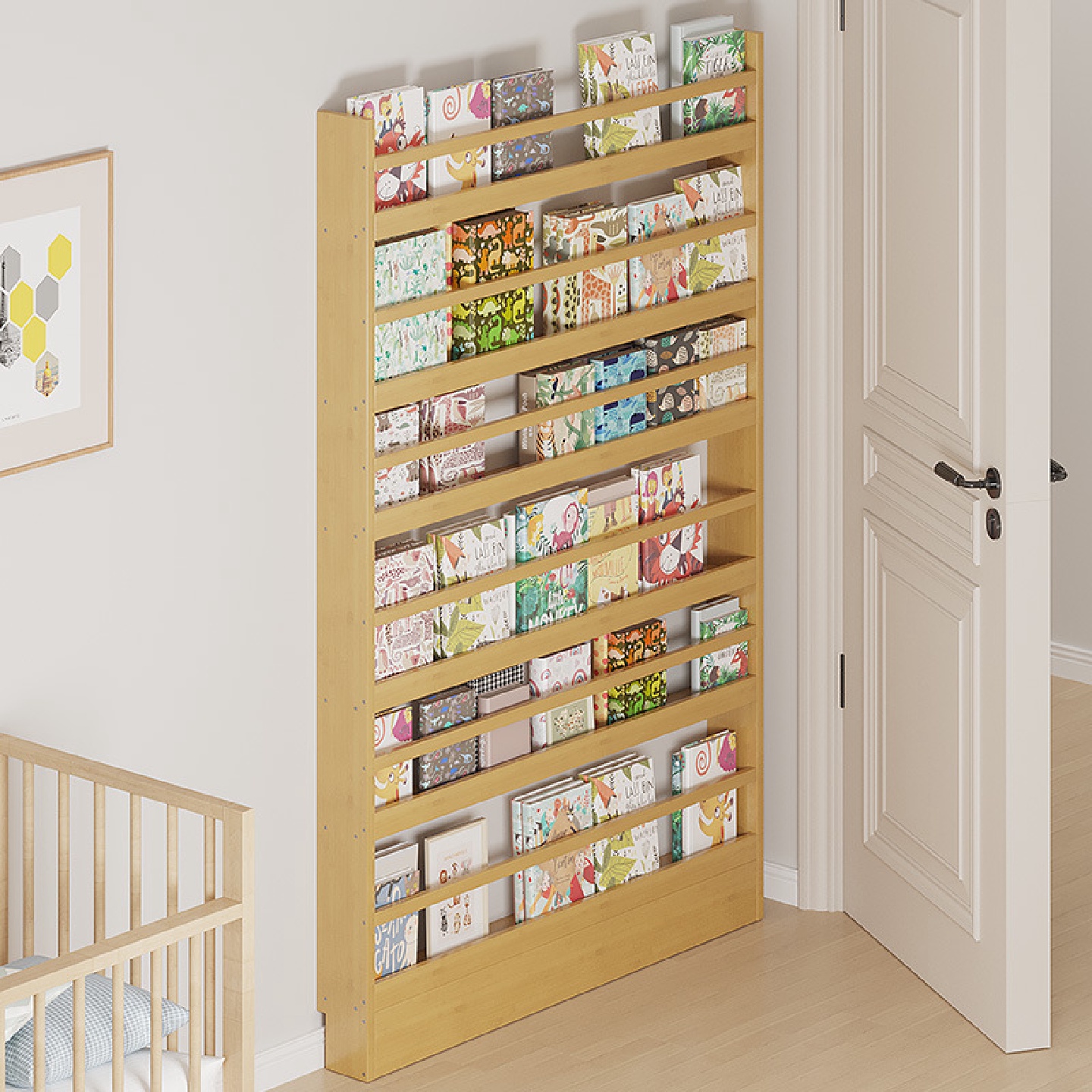 转角极窄书柜客厅多层置物架落地墙角门后储物柜子阅读区儿童书架