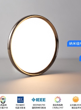 意式极简卧室吸顶灯高级感电镀珍珠黑现代简约房间全光谱护眼LED