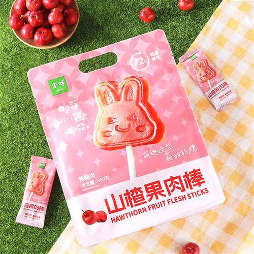 金晔新品来袭【0添加白砂糖】益生元山楂果肉棒酸甜Q弹儿童零食