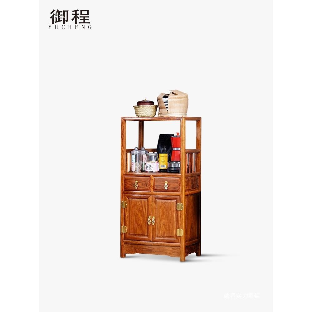 靠墙中式柜子矮储物柜茶水柜餐边柜餐厅花梨木实木窄型双门
