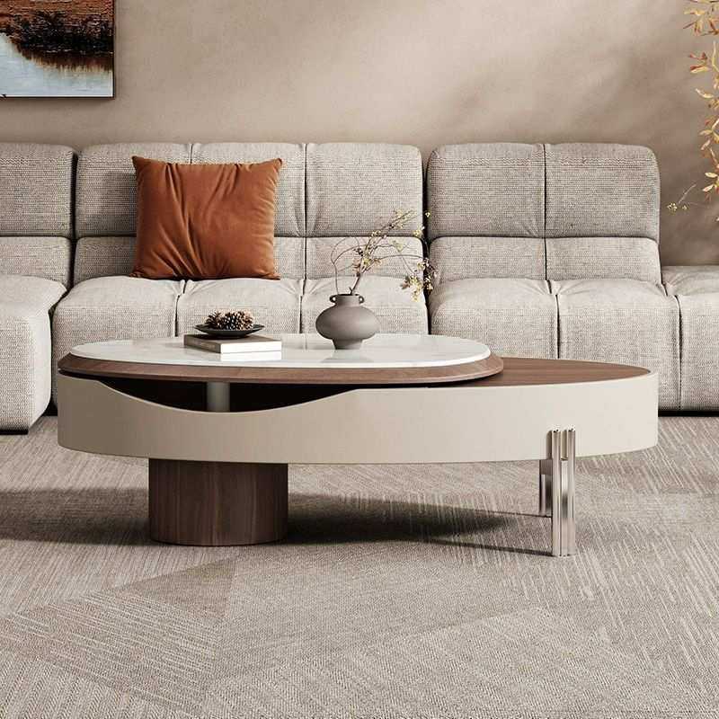 客厅2025新款好茶几可升降意式小户型马鞍家用现代微晶石组合