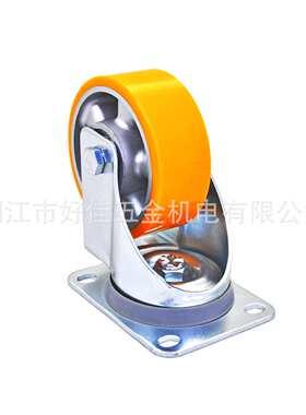 源头工厂产品125X50mm好佳牌欧洲款重型铝芯静音聚氨酯PU万向脚轮