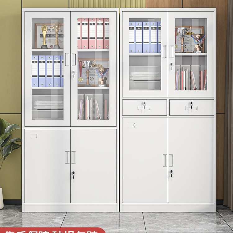 办公室铁皮文件柜带锁抽屉档案资料财务凭证收纳柜钢制储物柜矮柜