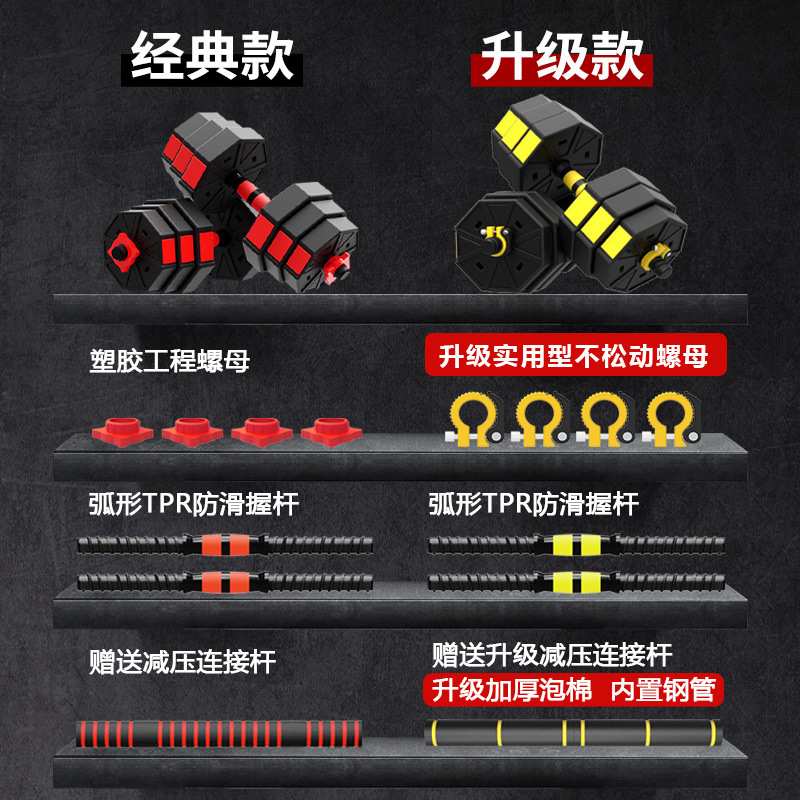 哑铃男士健身家用健身器材升级可拆卸练臂肌器材锻炼杠铃套组合厂