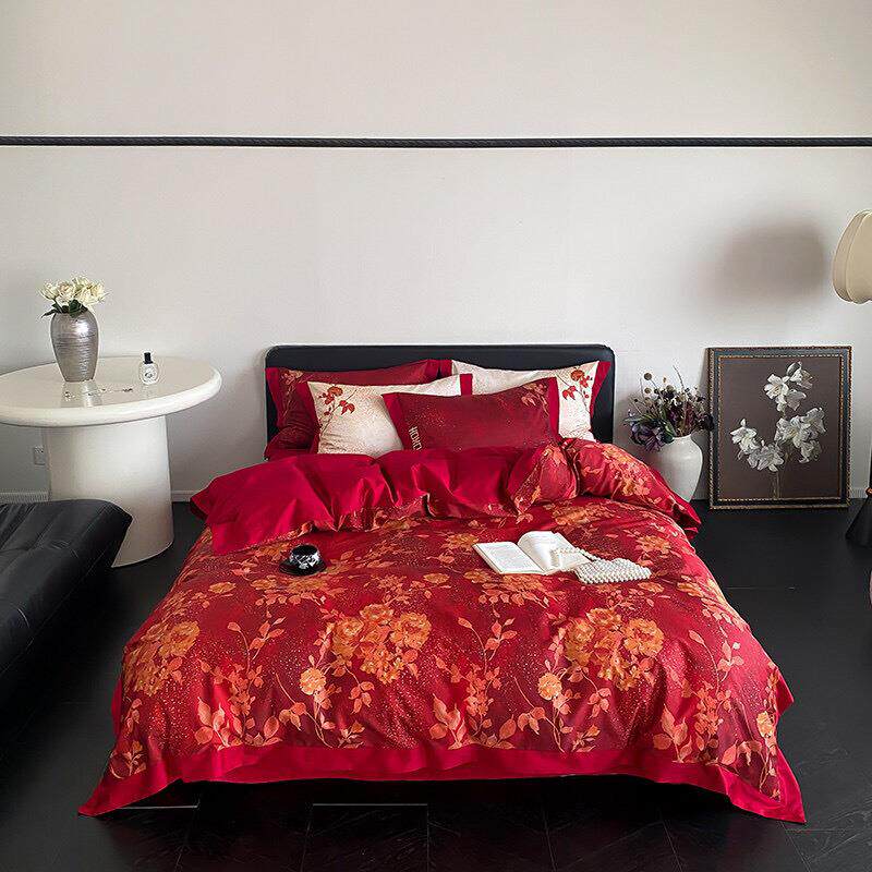 欧美高档贡缎提花四件套床单被套结婚高端大气上档次床上用品