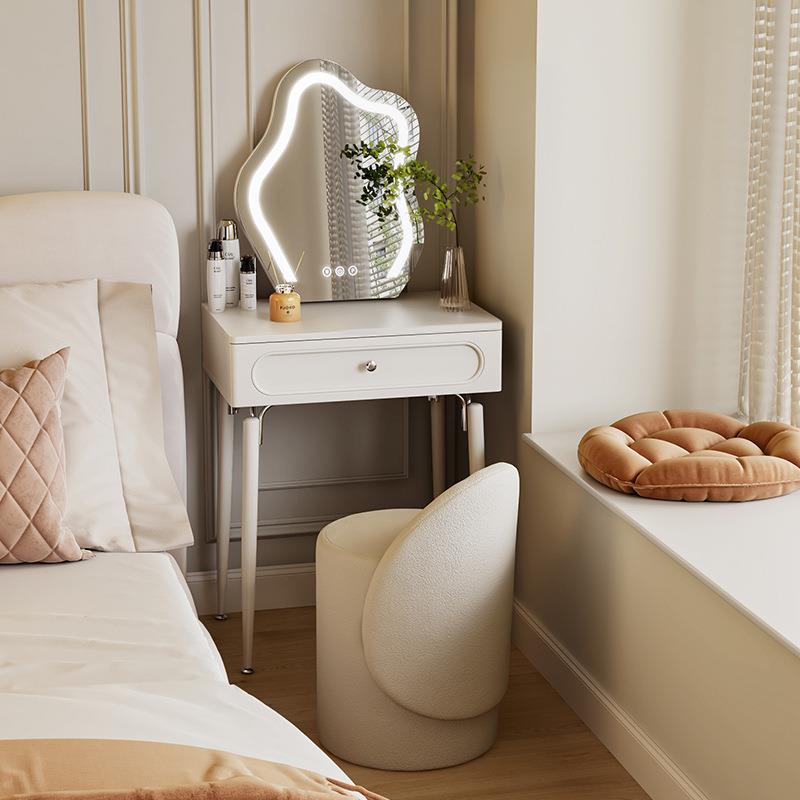 极窄50cm奶油风梳妆台卧室小户型现代简约迷你化妆桌小型60公分