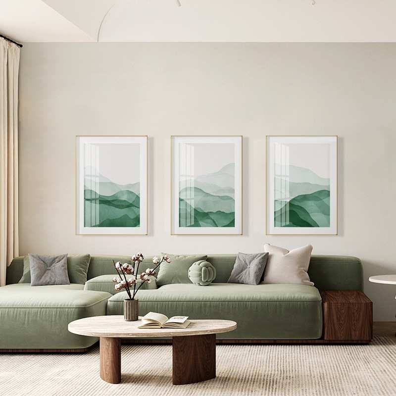 浮翠 现代简约风格客厅装饰画清新渐变水墨沙发壁画酒店民宿挂画