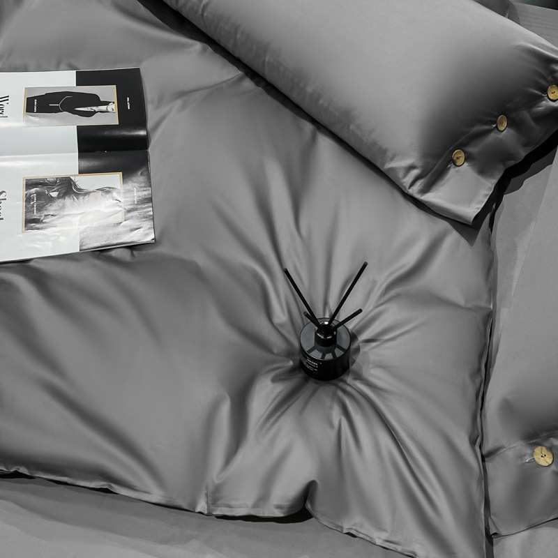 轻奢素色三件套60支高支密纯棉四件套床单款长绒棉床上四件套