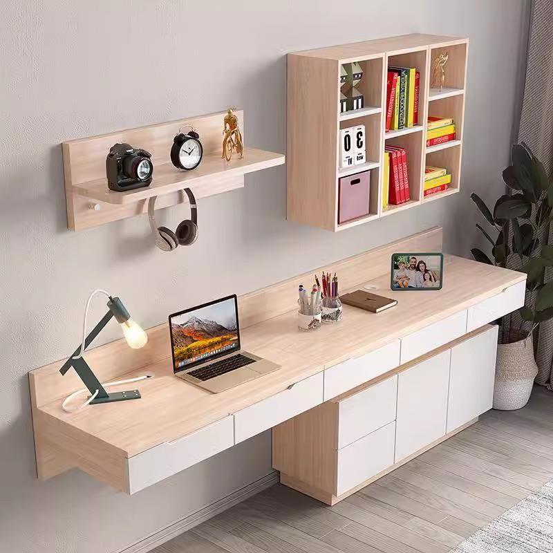 壁挂书桌台式电脑桌书柜书架现代简约电视柜悬挂式墙上书桌学习桌
