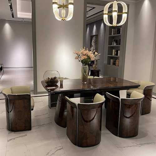 意式轻奢家用实木烤漆餐桌椅现代简约长方形别墅全屋配套餐厅系列