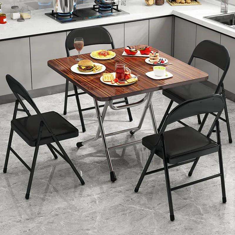 老式折叠桌餐桌家用简易圆桌子4人8小户型耐用折叠正方形吃饭桌子