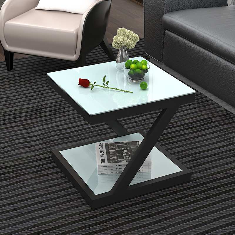 简约现代边几钢化玻璃铁艺小茶几迷你小方桌客厅边桌沙发边角几