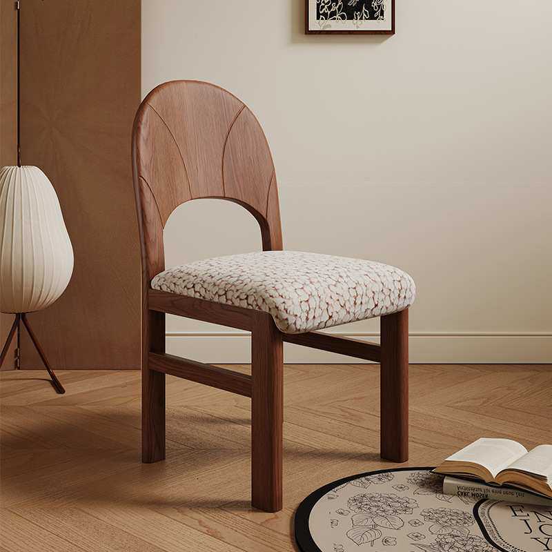 ZRCY2190B法式中古复古风设计师餐椅纯实木白蜡木靠背椅艺术感创