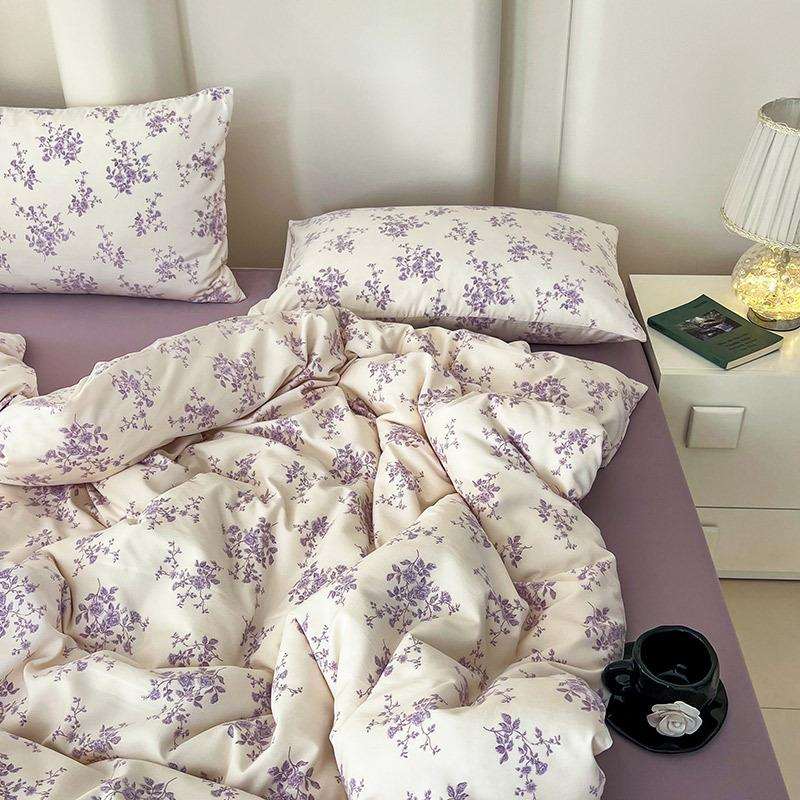 新款A类加厚水洗针织棉四件套小清新床单被套学生宿舍三4件套床笠