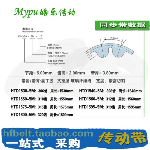 橡胶同步带 HTD1540-5M HTD1550-5M HTD1560-5M HTD1575-5M
