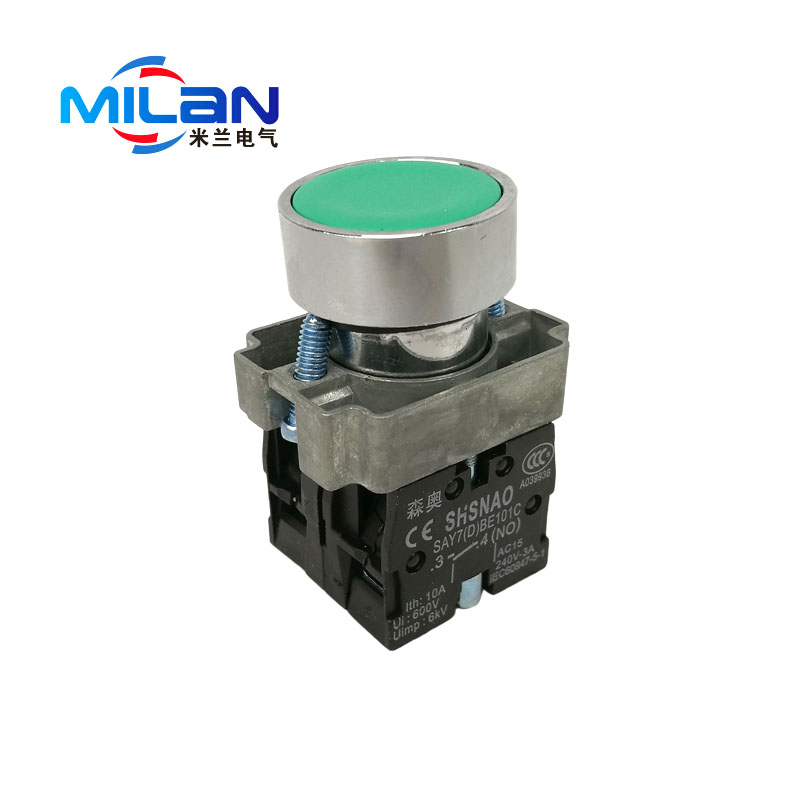 森奥 按钮开关 SAY7-D XB2-BA35C 复位 平钮 1NO+1NC 常开+常闭