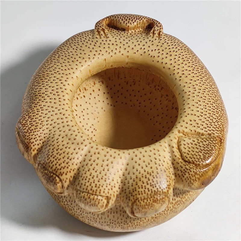 天然竹根雕刻文玩手捻把玩件手工打磨满钉笔筒铃铛金蟾壶罐子盒子